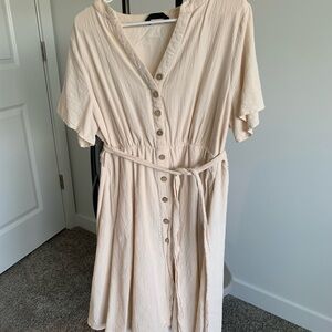 BloomChic Tan Midi Sundress